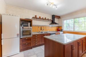a kitchen with a white refrigerator and a counter top at El Castillo in La Adrada