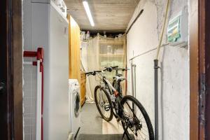 a bike is parked in a garage at Haus Burger Vilpian in Vilpiano