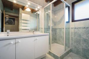 a bathroom with a sink and a shower at La Grange Villard in Albiez-Montrond +19 photos
