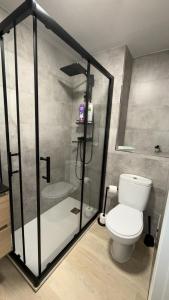 a bathroom with a shower with a toilet and a shower at Suite Muralla 2.3-B in Lugo
