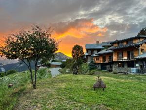 a house on a hill with a tree in a field at La scierie de la grande ourse in Albiez-Montrond