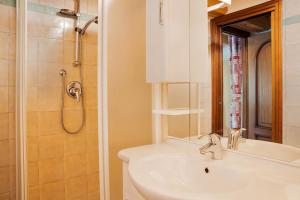 a bathroom with a sink and a shower at Carlina Tano di Grich in Cesani