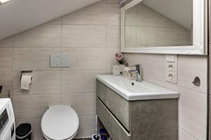 a small bathroom with a toilet and a sink at Radolfzell Bodensee in Radolfzell am Bodensee +34 photos