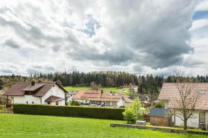 a group of houses in a green field at Bauzinger Alm in Hauzenberg