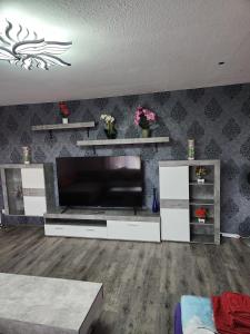 a living room with a large flat screen tv at Ferienwohnung Metz in Waldberg