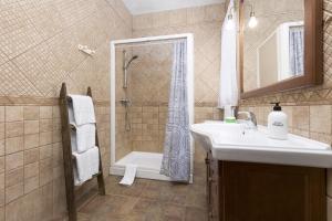 a bathroom with a sink and a shower at Casa Guerepe in La Pared +29 photos