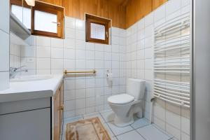 a white bathroom with a toilet and a sink at Gite Nature L'orée Des Etoiles in Stosswihr +7 photos