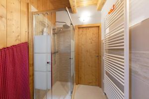 a shower with a glass door in a bathroom at La Casa dei Cervi a Vinigo in Vodo Cadore +39 photos