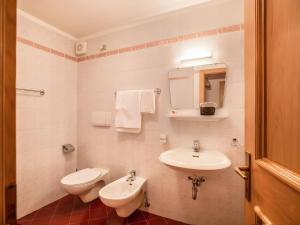 a bathroom with a toilet and a sink at Ciasa Lino Aloch in Pozza di Fassa +19 photos