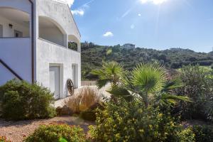 a house with a palm tree in front of it at New and Vintage Villa - Anni 70' in Alghero