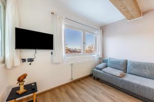 a living room with a couch and a flat screen tv at Appartement Annie in Nova Ponente