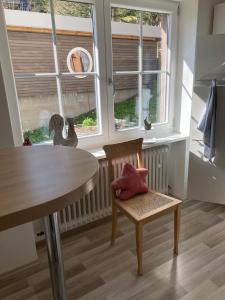 ein Zimmer mit einem Tisch, einem Stuhl und einem Fenster in der Unterkunft Casa 2 in Todtmoos