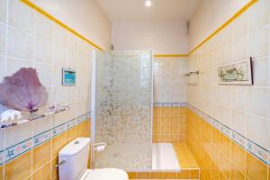 a bathroom with a shower and a toilet at Villa Eole - plein centre Hossegor in Soorts-Hossegor