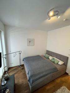 a bedroom with a bed and a television in it at Ferienwohnung Spanier in Pouch