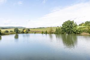 a view of a lake with trees in the distance at Urlaub im Garten Gottes in Klosterlangheim