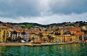 a view of a city from a body of water at Appartamento Onda d'argento in Porto Santo Stefano