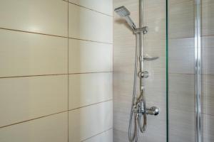 a shower with a shower head in a bathroom at Frantzis Studio 6 Nisyros Island in Páloi +22 photos