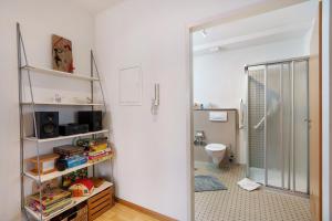 ein Badezimmer mit Dusche und Toilette in der Unterkunft Ferienwohnung Gartenblick in Freiamt + 32 Fotos