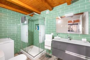 a green bathroom with a sink and a toilet at Loft de Tato in Frontera +15 photos