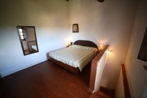 a bedroom with a bed and a mirror on the wall at Il Vignone - Castagneto Carducci in Castagneto Carducci