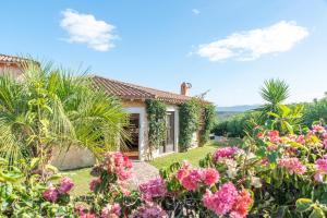 a house with a garden with flowers at Villetta Nicola in Olbia