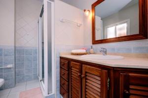 a bathroom with a sink and a mirror and a shower at La Casa de Manuel in Estepona +22 photos