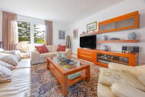 a living room with a couch and a tv at Sconto in L'Alfàs del Pi