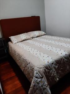 a bed with two pillows on it in a bedroom at Casona Feran in Pasto