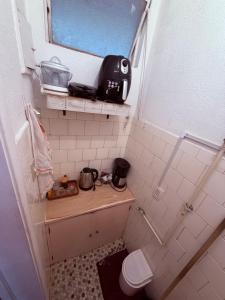 a small bathroom with a sink and a toilet at Apartamento Centro Imperial de Petrópolis in Petrópolis