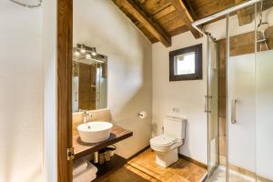 a bathroom with a toilet and a sink and a shower at El Niu in Montagut +20 photos