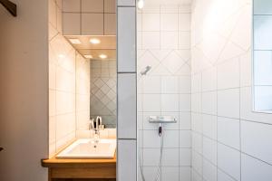 a bathroom with a sink and a shower at Studio 4 - La Bruyère in Crest-Voland +19 photos