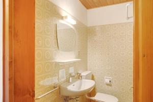 a bathroom with a sink and a toilet at Pitschlhof Apt Lärche in Aldino