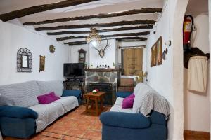 a living room with two couches and a fireplace at La Sierrezuela in Castillo de Locubín