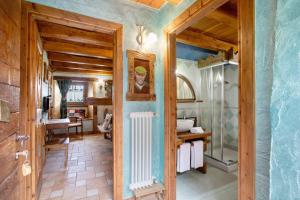 a bathroom with a walk in shower and a sink at Affittacamere Saint-Salod in Charvensod +65 photos