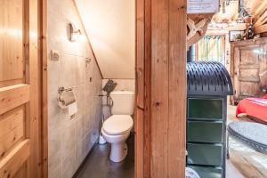 a small bathroom with a toilet in a house at Chalet 6p Classique - L'Erable in Verchaix +15 photos