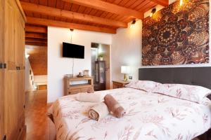 a bedroom with a large bed with a wall mural at Apt Rural Zona Céntrica Isla in Puerto del Rosario