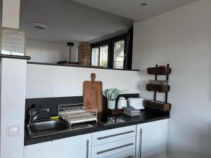 a kitchen with a sink and a counter top at Seeliebe-Reichenau in Reichenau