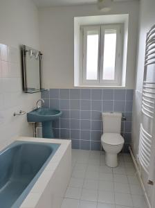 a bathroom with a tub and a toilet and a sink at Gîte des Bruyeres in Beynat +17 photos