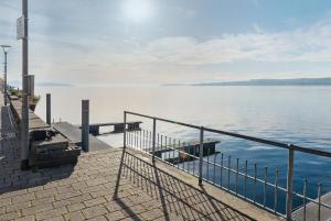 a view of the water from a pier at Zeughaus Ferienwohnung in Überlingen