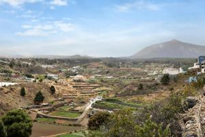 a view of a city with a mountain in the background at Villa Tazana in Icod de los Vinos