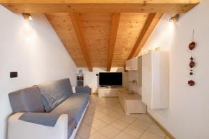a living room with a couch and a tv at Casa Michod - Nonno Marcel in Châtillon