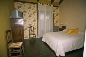 a bedroom with a bed and a tv on the wall at Reoyo 1 in Mambrilla de Castrejón