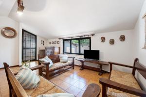 a living room with a couch and a tv at Appartamento Rupestre 2.0 in Manerba del Garda