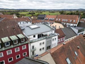 an overhead view of a city with roofs at Wohnung 4 Rosenstraße in Cham