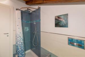 a bathroom with a shower with a glass shower stall at Maison Nature e Relax Zaffiro in Osiglia +21 photos