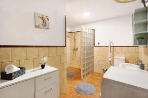 a bathroom with a shower and a sink at Casa Andrea in Tacoronte +18 photos