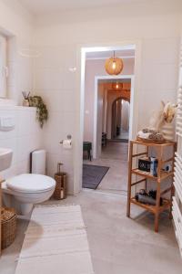 a bathroom with a toilet and a sink at Melin Spa Suite – Wellness, Garten in Marl +23 photos