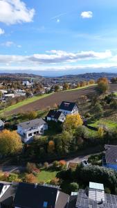 an aerial view of a house in a town at Ferienhaus Spes in Stockach