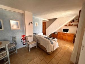 a bedroom with a bed and a tv in a room at Casa Reija in Son Parc