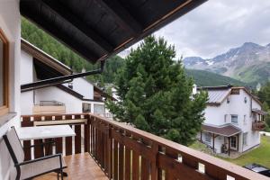 a balcony with a view of a mountain at Haus Lena in Solda